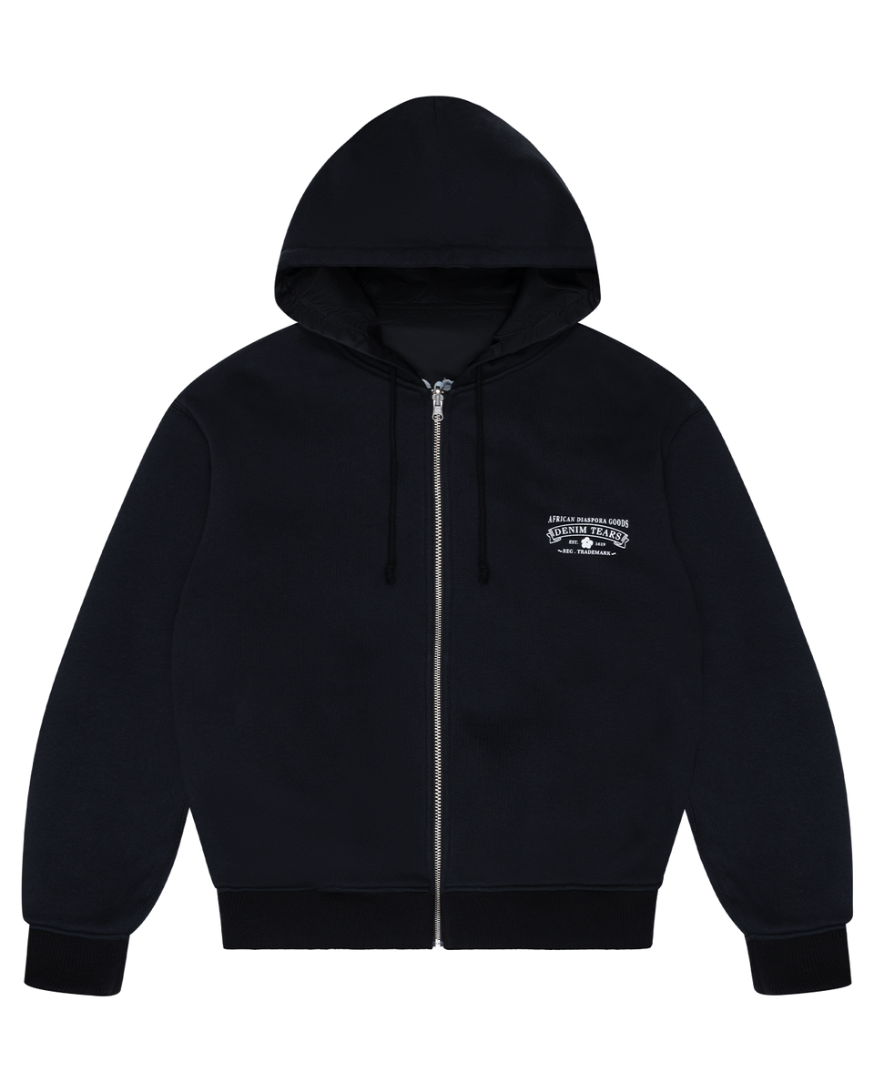 Crown of Cotton & Black Madonna Reversible Zip Hoodie Black
