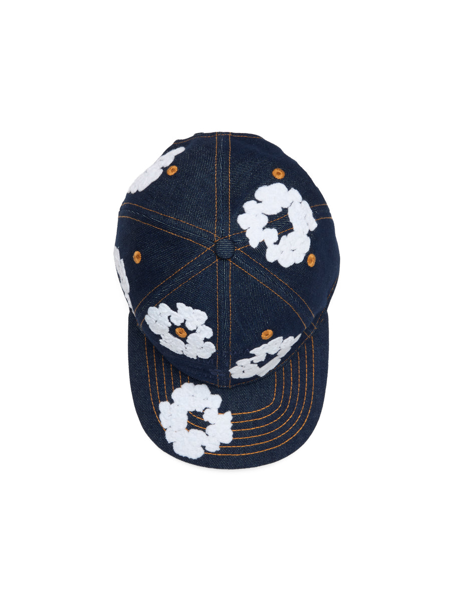 Denim Cotton Wreath Cap Washed Indigo
