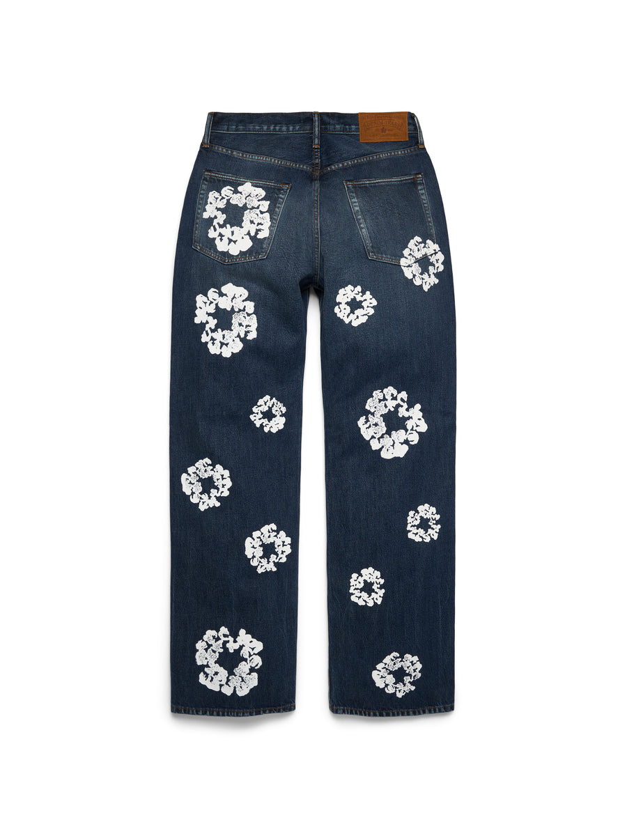 Baggy Cotton Wreath Denim Pant Dark Wash