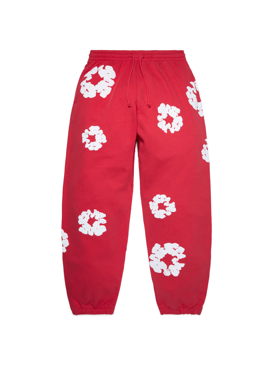 Cotton Wreath Sweatpants Red