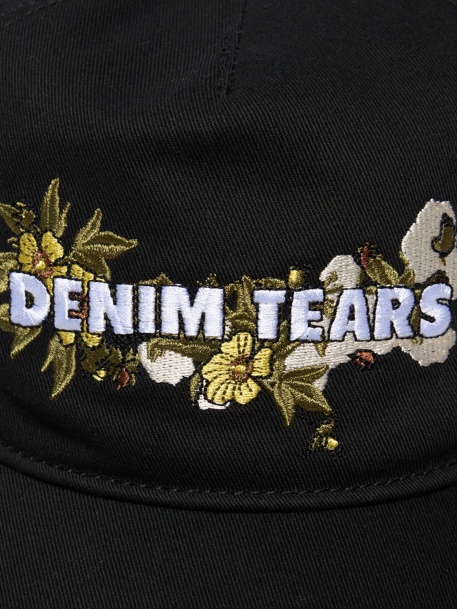 Floral Logo Trucker Hat Black