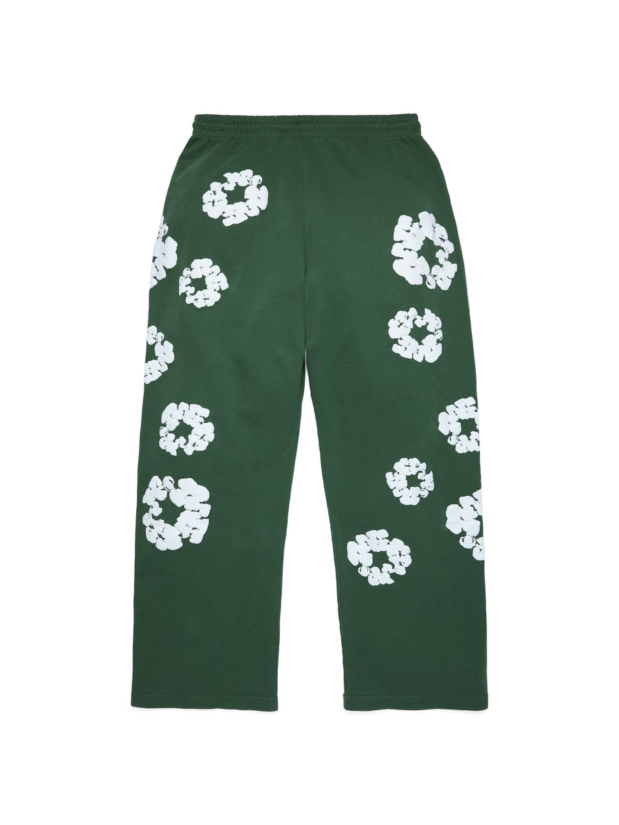 Cotton Wreath Baggy Sweatpants Green