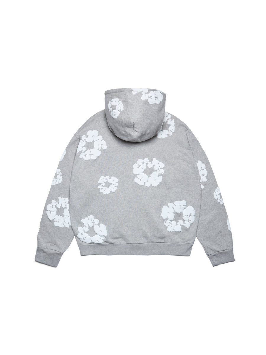 Cotton Wreath Zip Hoodie Grey
