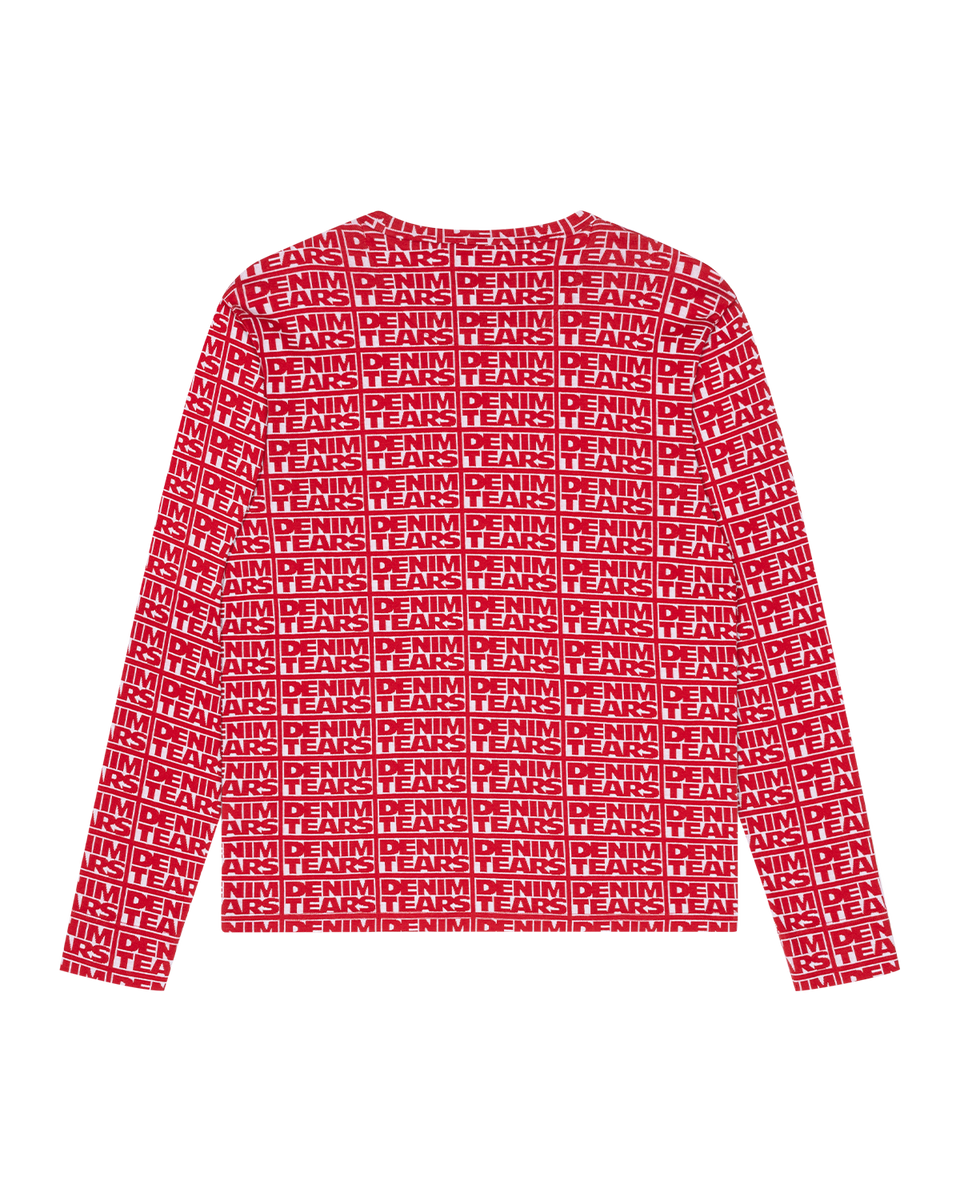 Larmes de Denim Jacquard Long Sleeve Tee Red