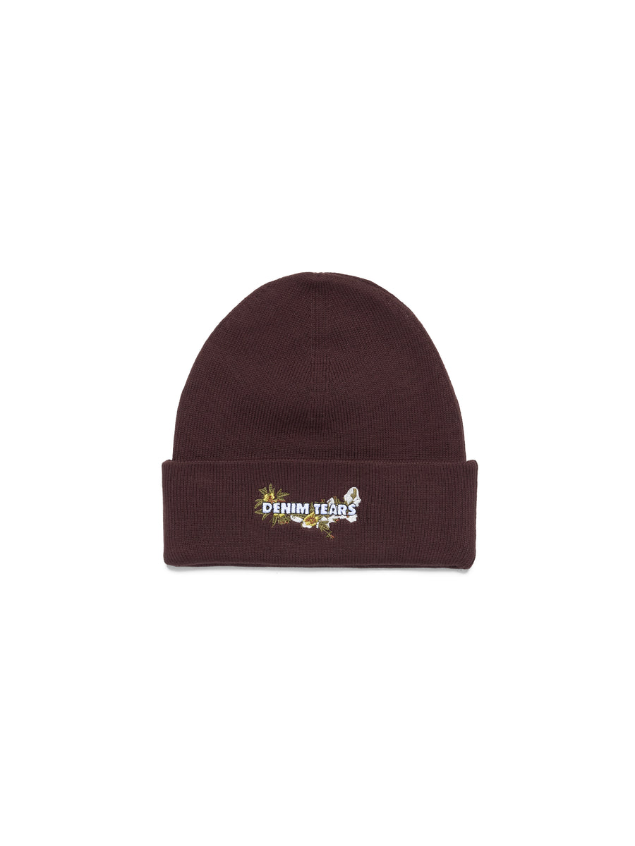 Floral Beanie Brown