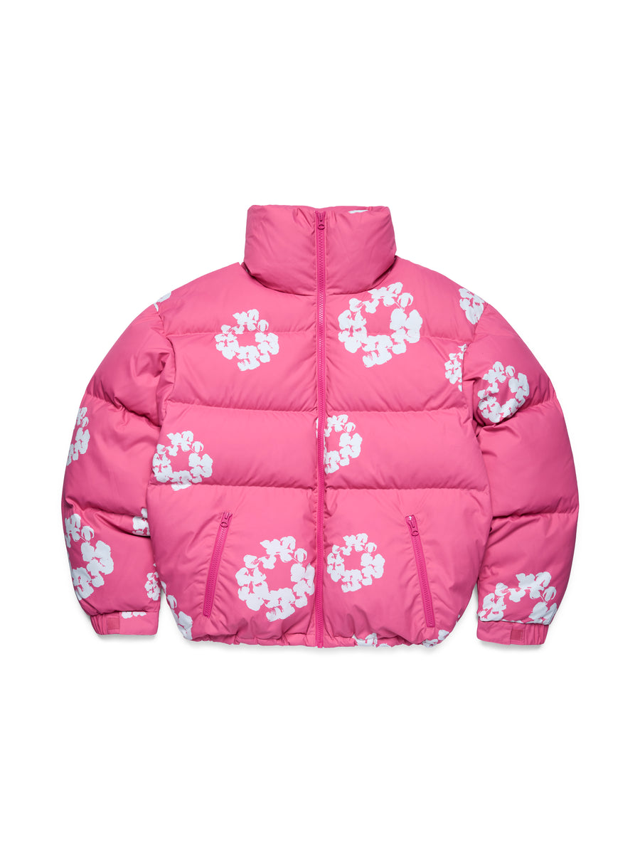 Cotton Wreath Puffer Jacket Pink
