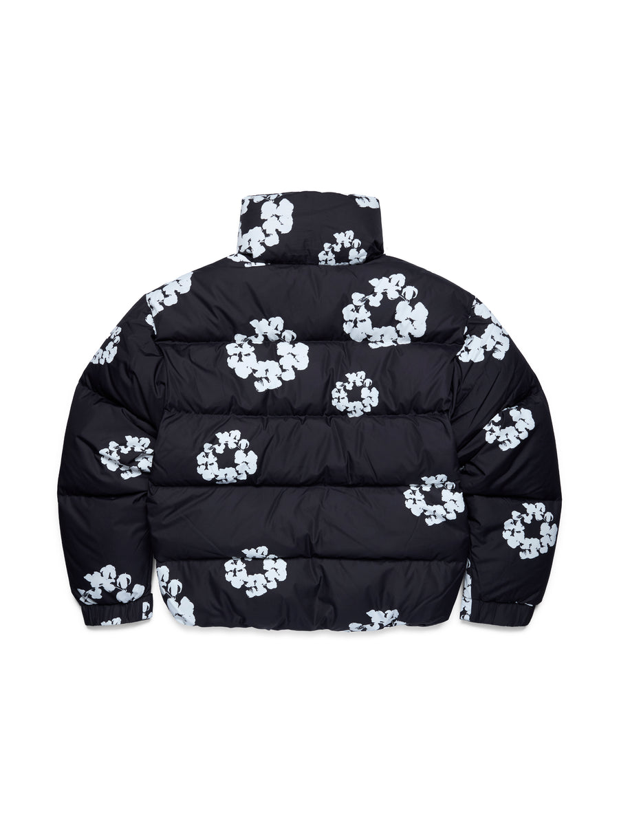 Cotton Wreath Puffer Jacket Black