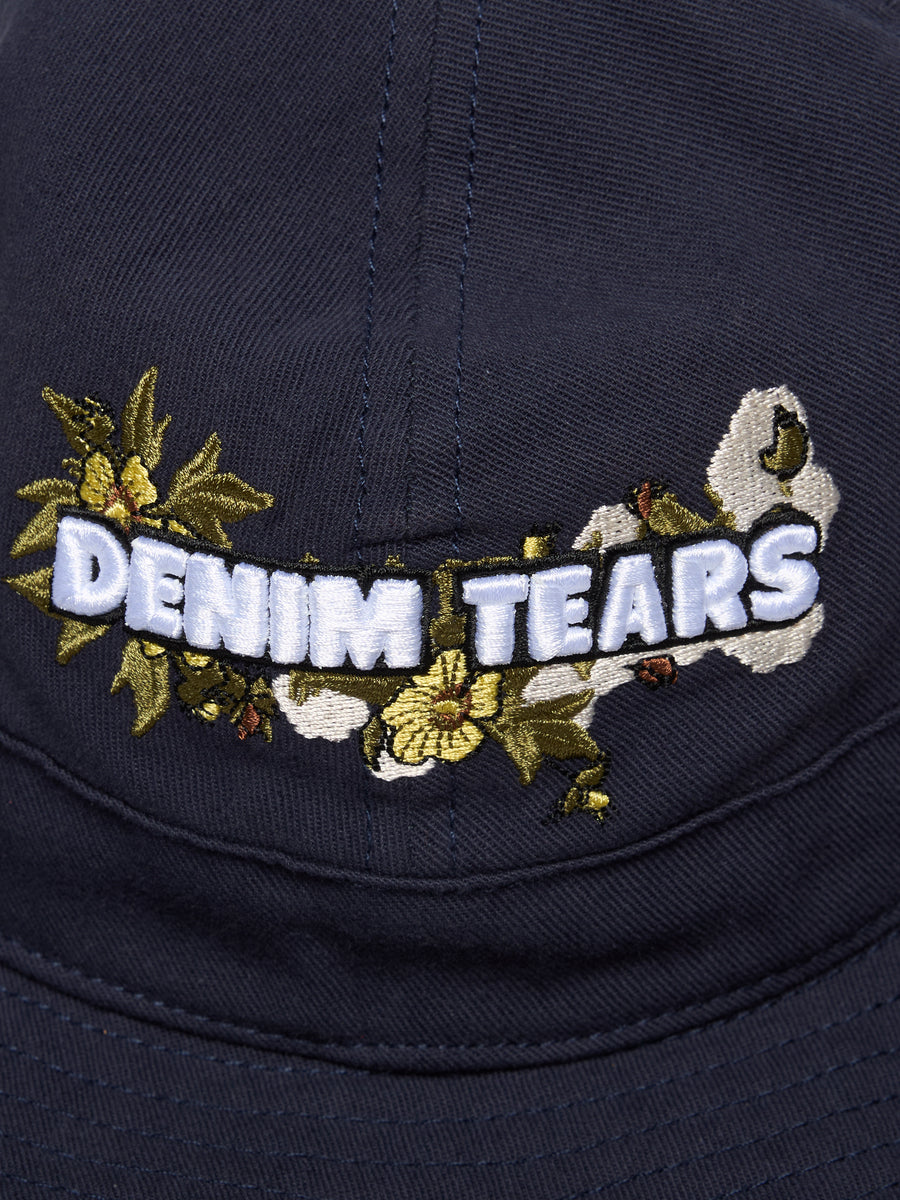 Cotton Floral Logo Bucket Hat Navy
