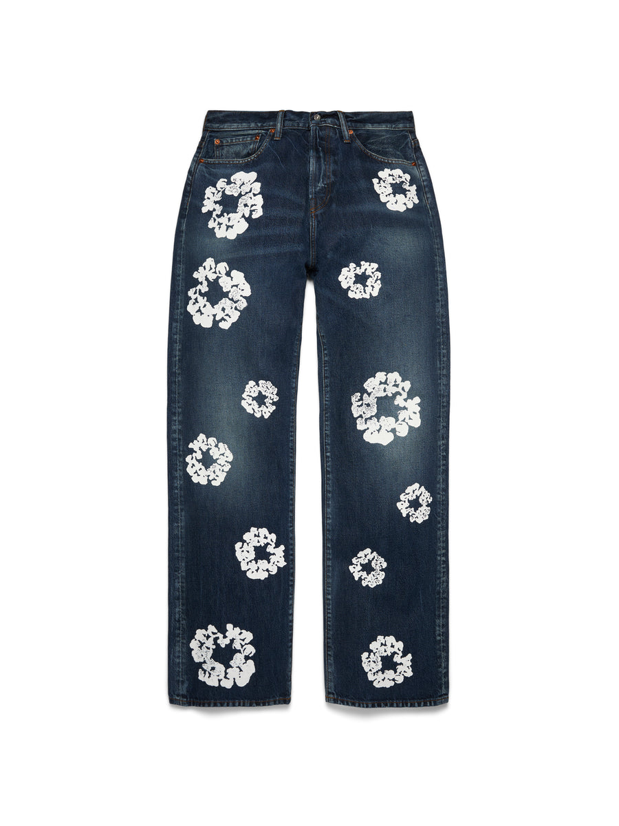 Baggy Cotton Wreath Denim Pant Dark Wash