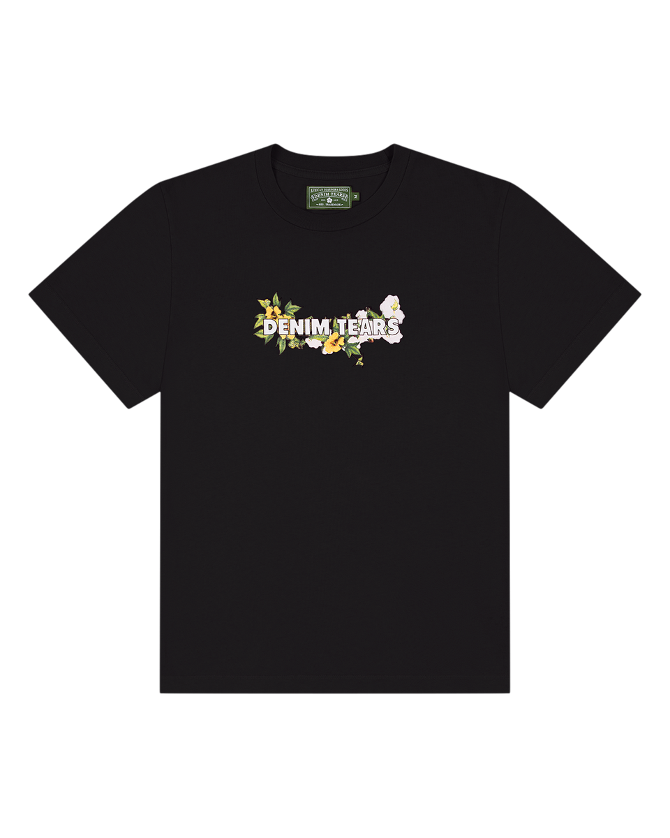 Cotton Floral Logo Tee Black