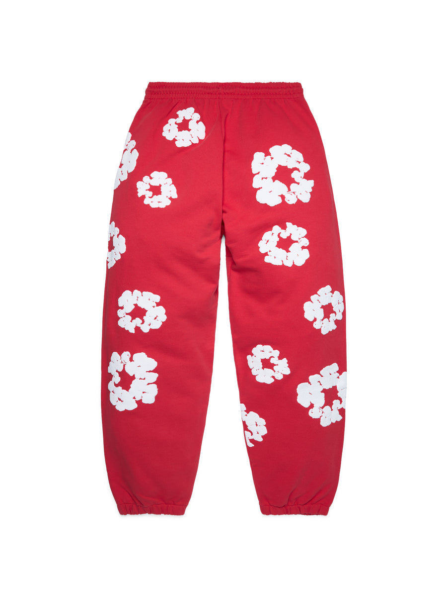 Cotton Wreath Sweatpants Red