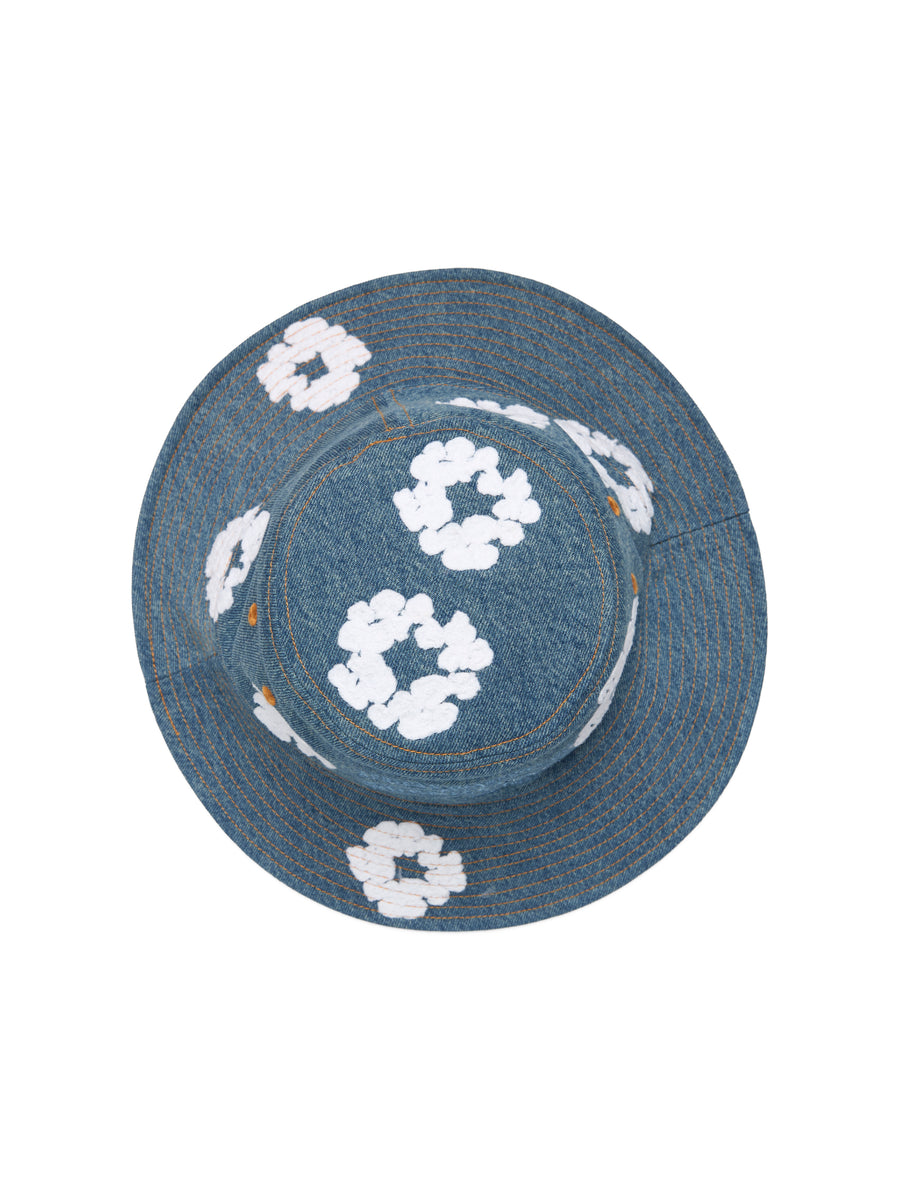 Denim Cotton Wreath Bucket Hat Light Wash