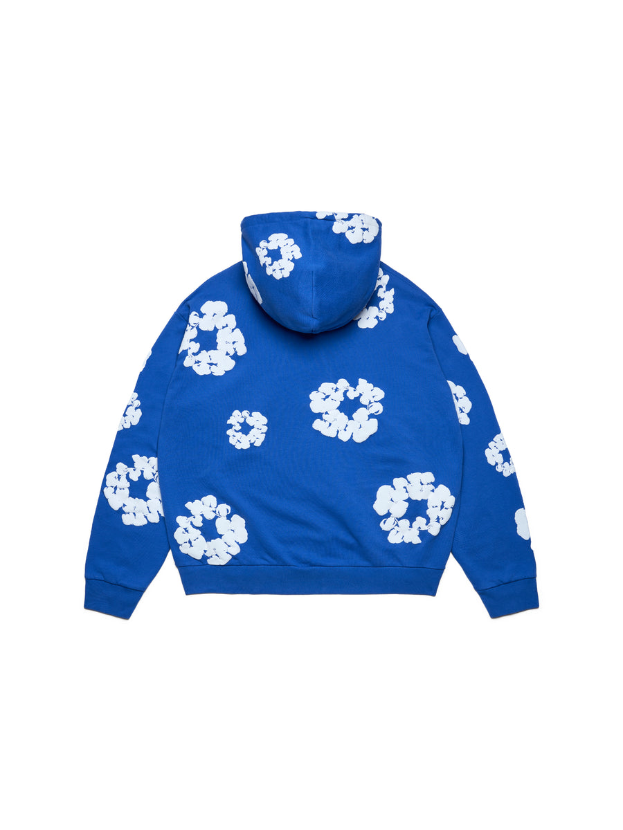 Cotton Wreath Zip Hoodie Blue