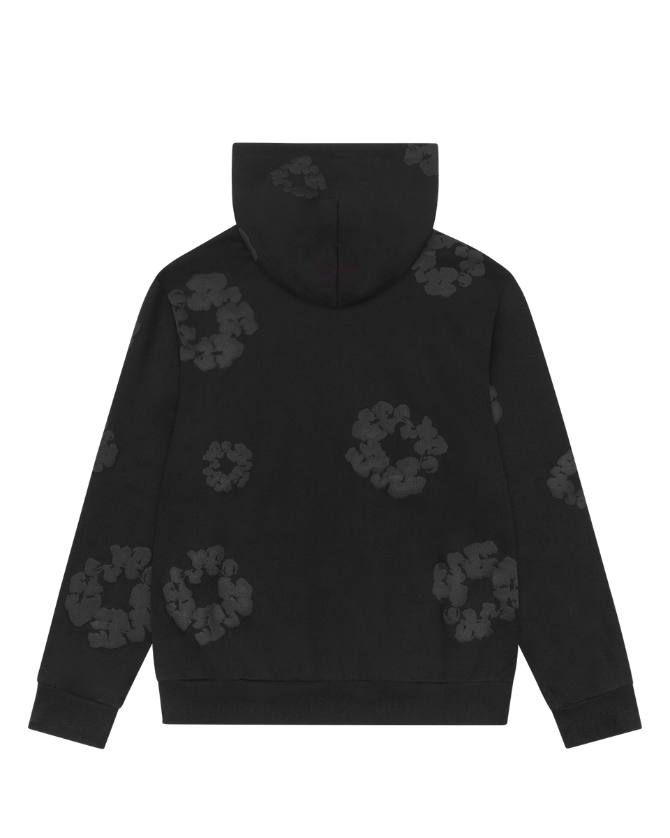 Mono Cotton Wreath Zip Hoodie Black