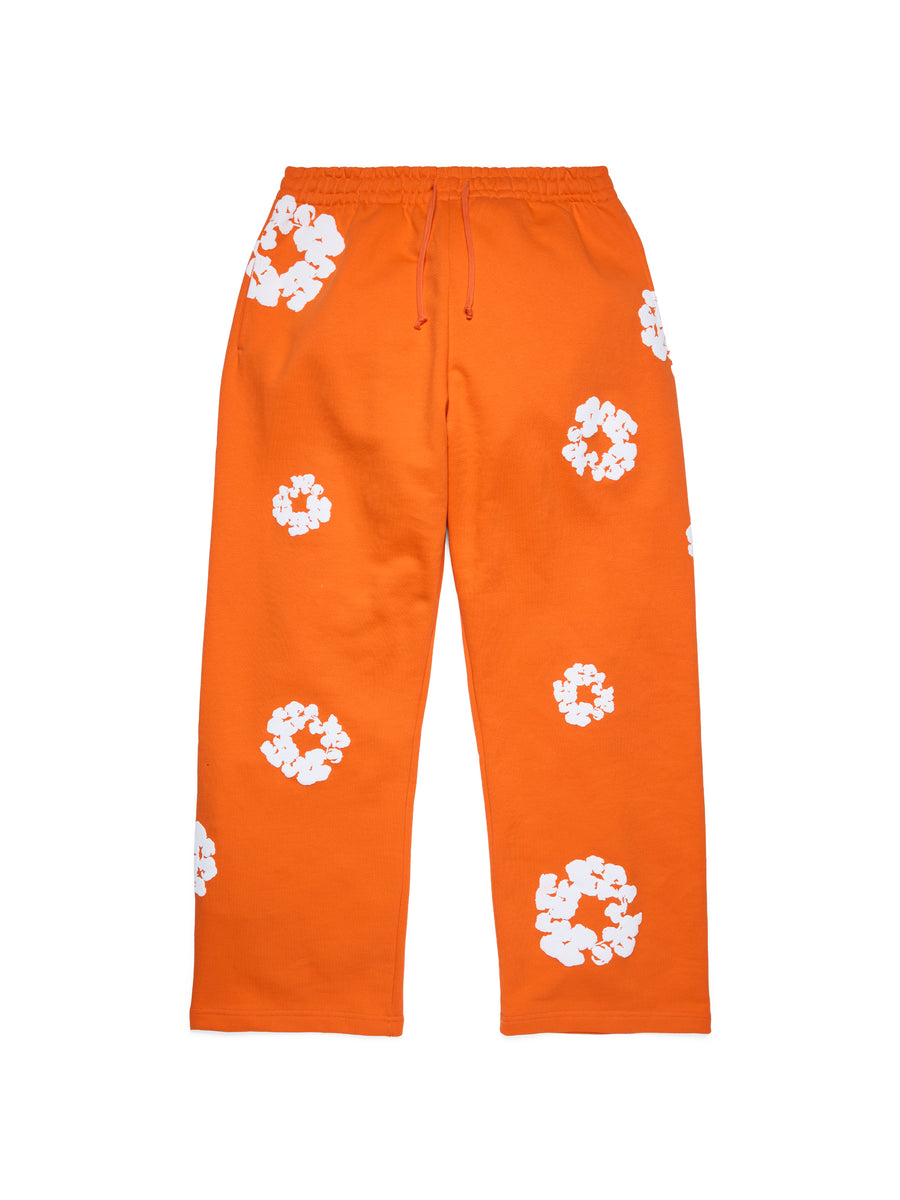 Cotton Wreath Baggy Sweatpants Orange
