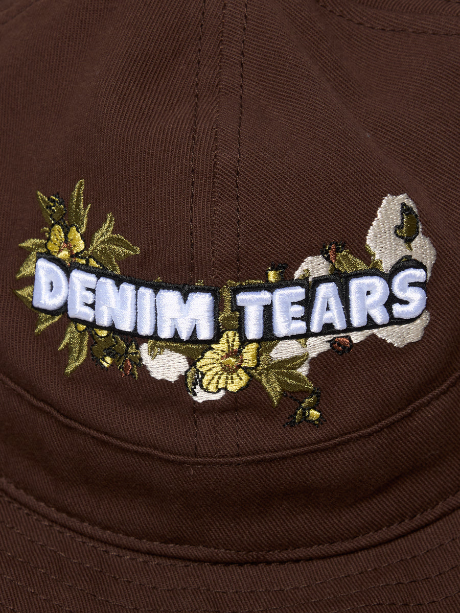 Cotton Floral Logo Bucket Hat Brown