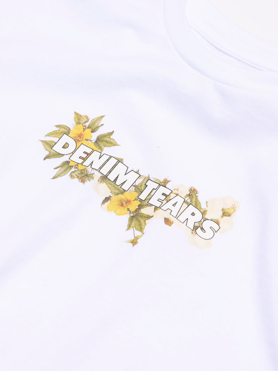 Cotton Floral Logo Tee White