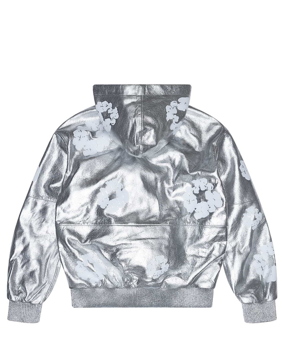 Leather Cotton Wreath Jacket Silver