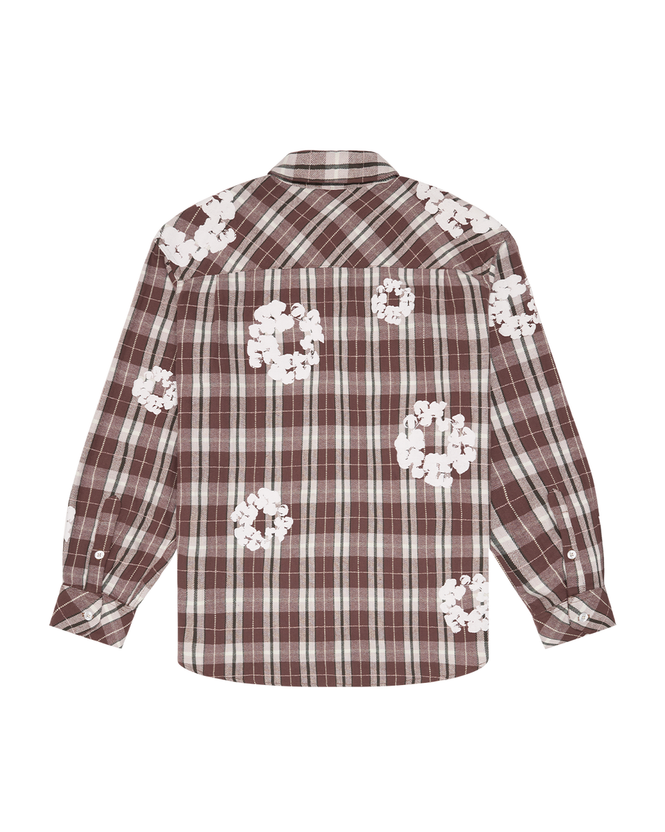 Cotton Wreath Flannel Shirt Brown Plaid