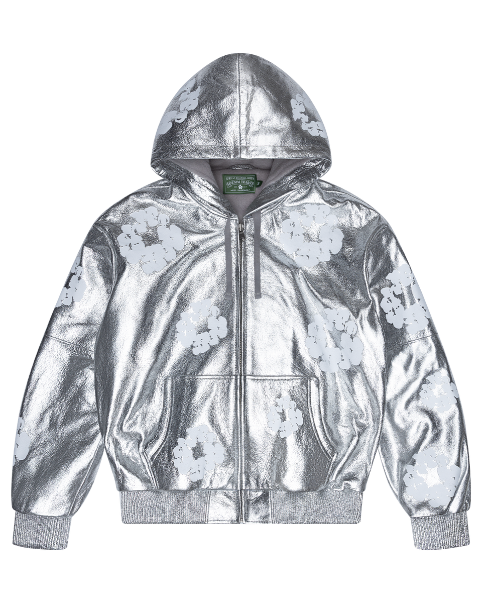 Leather Cotton Wreath Jacket Silver