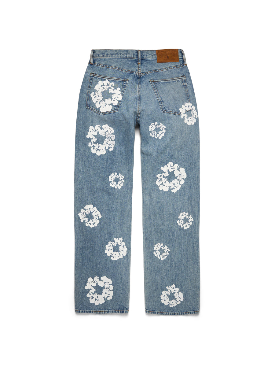 Baggy Cotton Wreath Denim Pant Light Wash