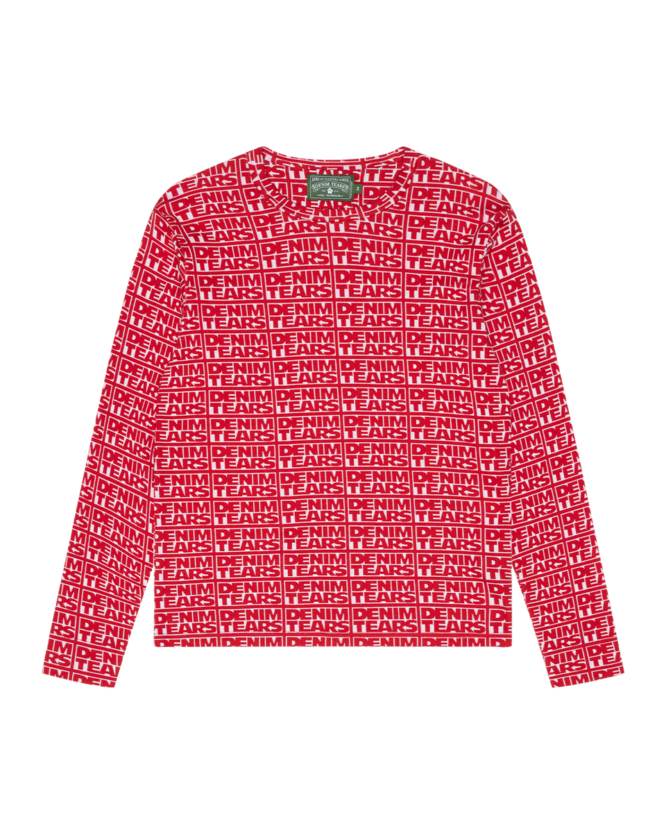 Larmes de Denim Jacquard Long Sleeve Tee Red