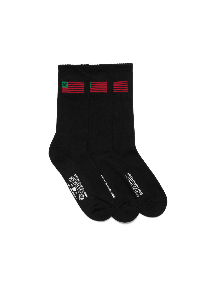 1619 Pan African American Flag 3-Pack Socks Black