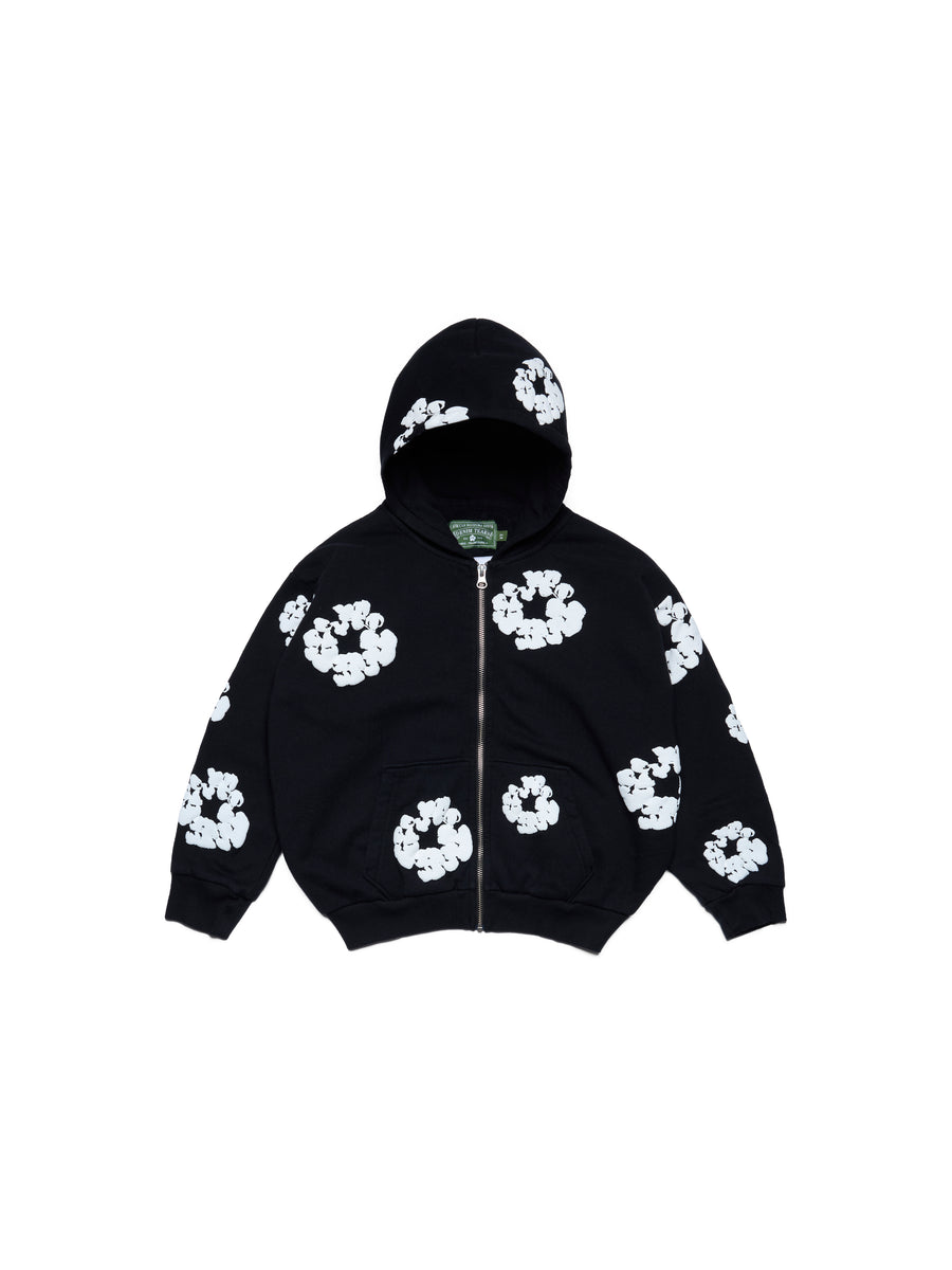 Kids Cotton Wreath Zip Hoodie Black