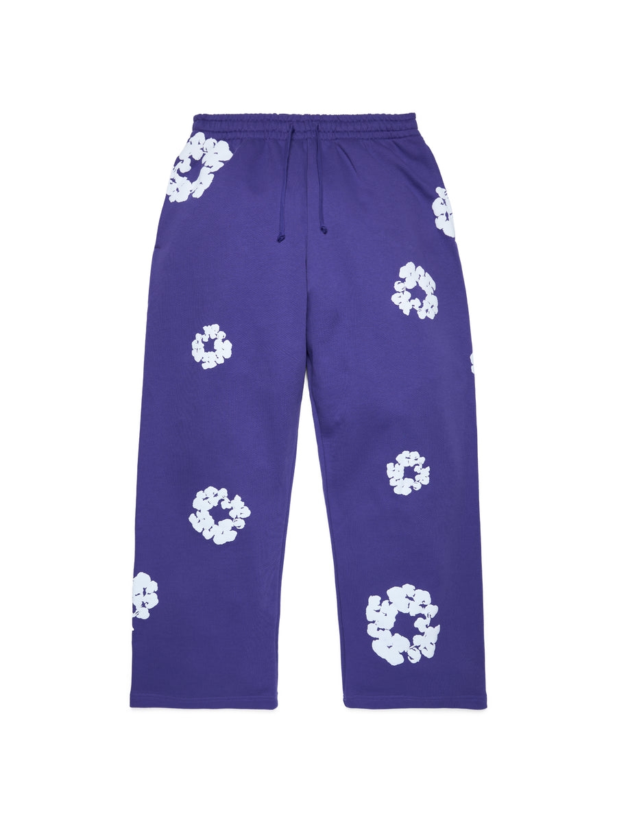 Cotton Wreath Baggy Sweatpants Purple