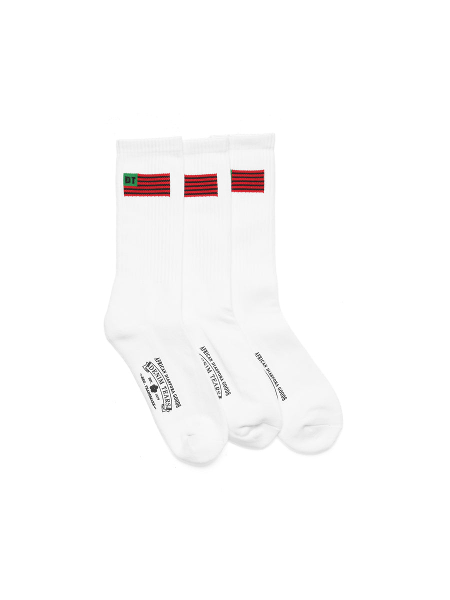 1619 Pan African American Flag 3-Pack Socks White