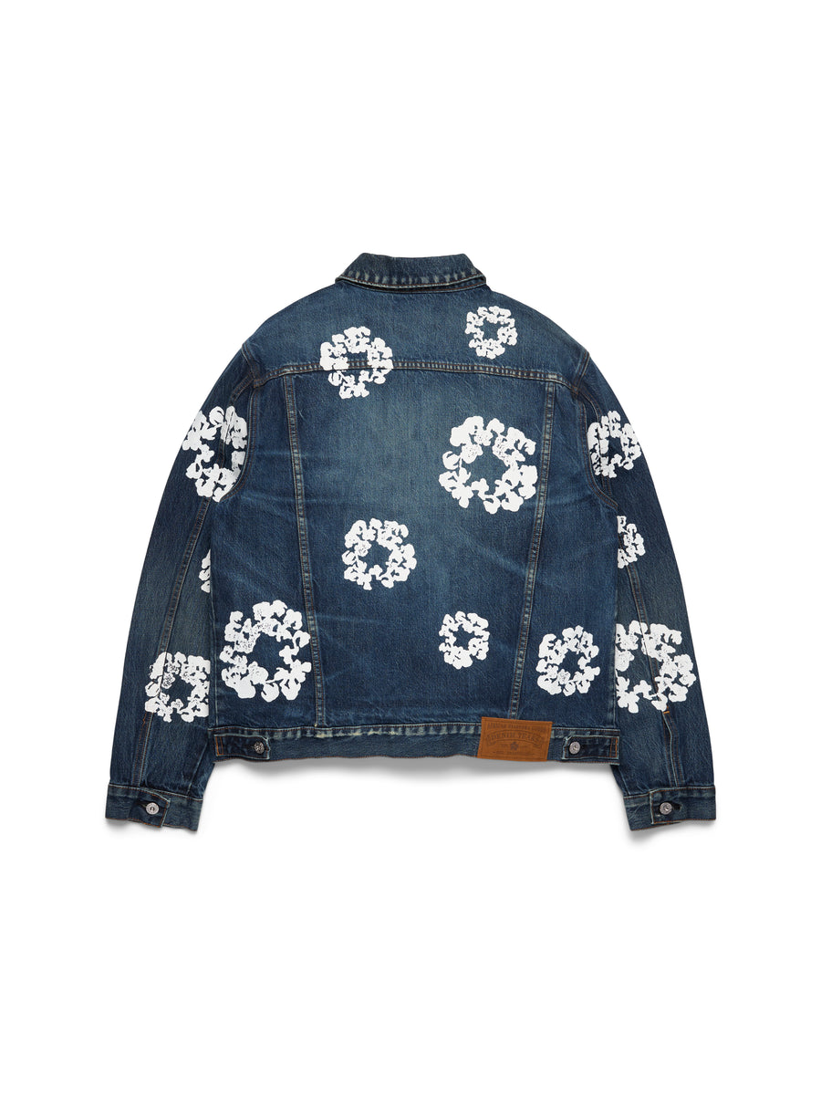 Cotton Wreath Denim Jacket Dark Wash