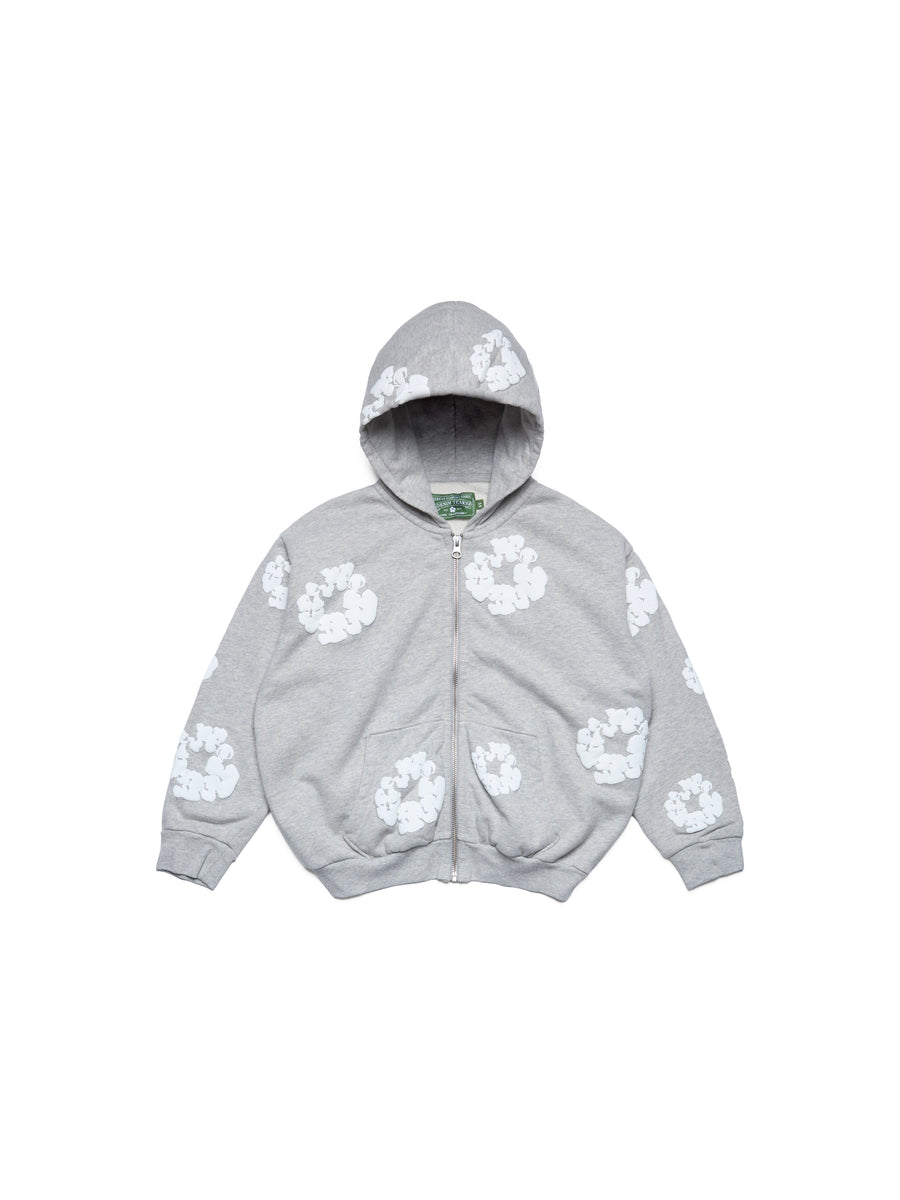 Kids Cotton Wreath Zip Hoodie Grey