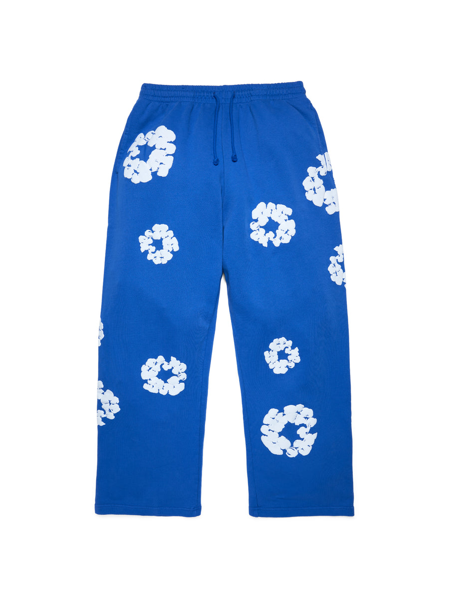 Cotton Wreath Baggy Sweatpants Blue