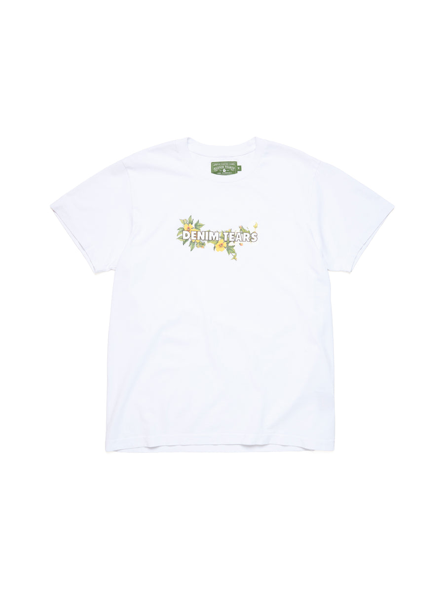 Cotton Floral Logo Tee White