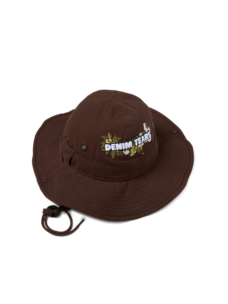 Cotton Floral Logo Bucket Hat Brown